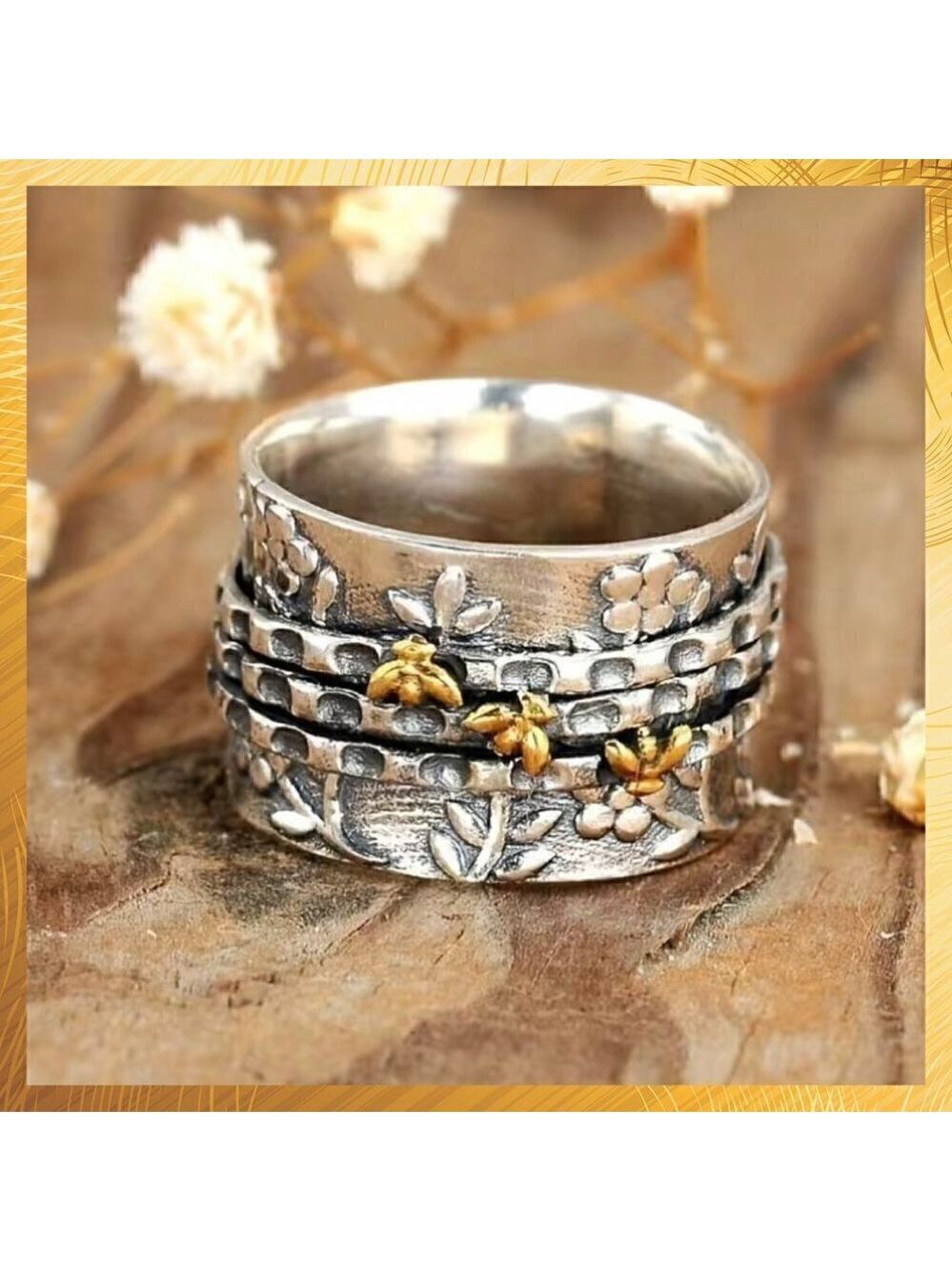 Bumble Bee Boho Two Tone Ring #1160